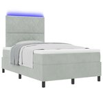 Lit à sommier tapissier vidaXL avec matelas et lumière LED gris clair 120x200 cm en velours