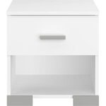 Lit 140 x 190 avec tiroir + armoire 3 portes et 2 tiroirs + 2 chevets - Décor Blanc