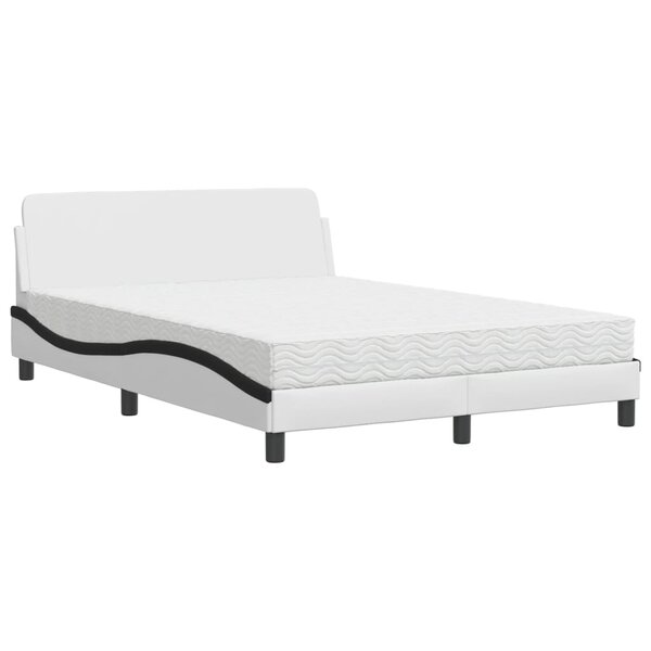 vidaXL Lit avec matelas blanc et noir 120x200 cm similicuir