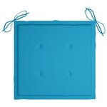 vidaXL Chaise à bascule avec coussin bleu Bois de teck solide