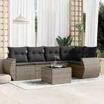 vidaXL Salon de jardin 6 Pièces avec coussins gris résine tressée