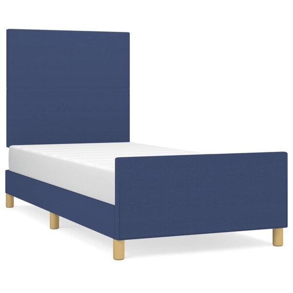 vidaXL Cadre de lit avec tête de lit Bleu 90x190 cm Tissu