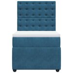 vidaXL Sommier à lattes de lit avec matelas bleu 90x200 cm velours