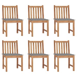 vidaXL Chaises de jardin 6 Pièces avec coussins Bois de teck massif