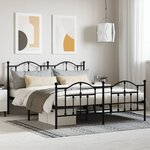 vidaXL Cadre de lit métal sans matelas avec pied de lit noir 160x200cm