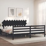 vidaXL Cadre de lit avec tête de lit noir 200x200 cm bois massif