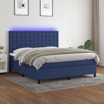 vidaXL Sommier à lattes de lit et matelas et LED Bleu 180x200 cm Tissu