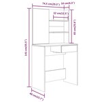 vidaXL Coiffeuse avec miroir Gris béton 74 5x40x141 cm
