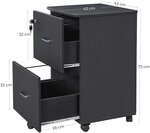Caisson de bureau mobile avec serrure 2 tiroirs système de blocage des roulettes rails de suspension réglables 72 cm noir granite 12_0000354
