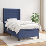 vidaXL Sommier à lattes de lit avec matelas Bleu 90x200 cm Tissu