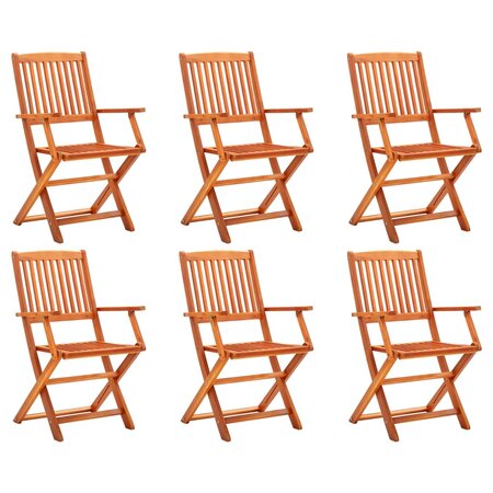 vidaXL Chaises de jardin pliables 6 Pièces Bois d'eucalyptus massif