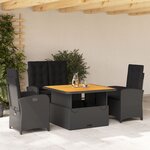 vidaXL Ensemble à manger de jardin 4 Pièces avec coussins noir