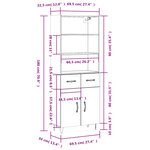 vidaXL Buffet haut Blanc 69 5x34x180 cm Bois d'ingénierie