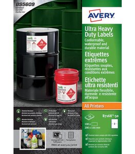 B7168-50 - 100 étiquettes ultra-résistantes en polyéthylène étirable avery