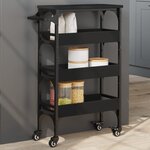 vidaXL Chariot de cuisine noir 53x20x76 cm bois d'ingénierie