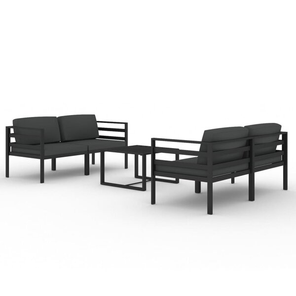 vidaXL Salon de jardin 5 Pièces avec coussins Aluminium Anthracite
