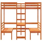 vidaXL Lit mezzanine avec bureau et chaises brun cire 80x200 cm pin
