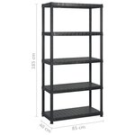 vidaXL Étagère de rangement à 5 niveaux Noir 255x40x185 cm Plastique