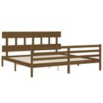 vidaXL Cadre de lit avec tête de lit marron miel 200x200cm bois massif
