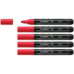 Marqueur pointe moyenne FREE acrylic T300 rouge foncé x 5 STABILO
