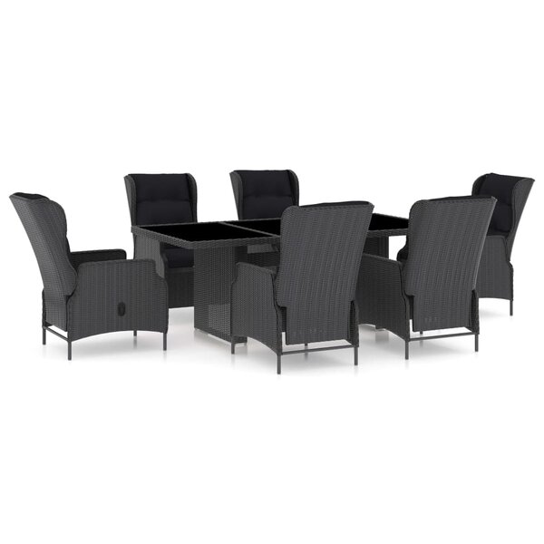 vidaXL Ensemble à manger d'extérieur 7Pièces et coussins rotin gris foncé