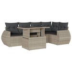vidaXL Salon de jardin 6 Pièces avec coussins gris clair résine tressée
