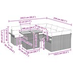 vidaXL Ensemble de canapé de jardin 9 pièces avec coussins noir poly rotin acacia