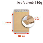 Lot de 50 enveloppes kraft arme 130g à soufflets c4