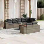 vidaXL Salon de jardin 9 Pièces avec coussins gris résine tressée
