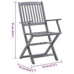 vidaXL Chaises pliables d'extérieur lot de 6 et coussins Bois d'acacia
