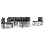 vidaXL Salon de jardin 6 Pièces avec coussins anthracite résine tressée
