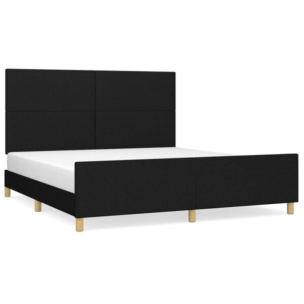 vidaXL Cadre de lit avec tête de lit Noir 160x200 cm Tissu