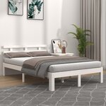 vidaXL Cadre de lit Blanc Bois massif 135x190 cm Double