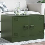 vidaXL Table basse vert olive 67x50x44 cm acier