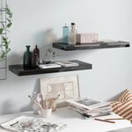 vidaXL Étagère murale flottante 2 Pièces Noir brillant 60x23 5x3 8 cm MDF