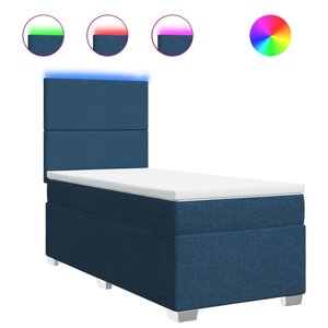 vidaXL Sommier à lattes de lit avec matelas Bleu 90x190 cm Tissu