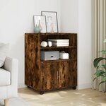 vidaXL Armoire à roulettes chêne fumé 60x48x81 cm bois d'ingénierie