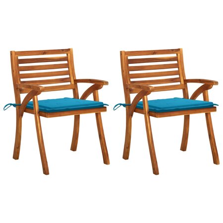 vidaXL Chaises à dîner de jardin avec coussins 2 Pièces Acacia massif