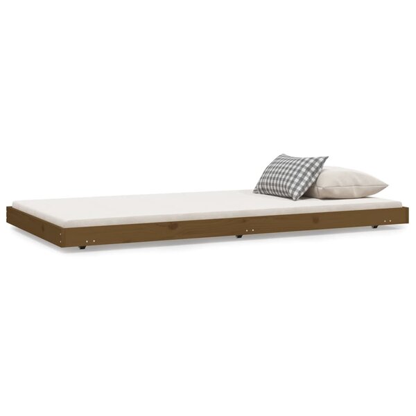 vidaXL Cadre de lit Marron miel 100x200 cm Bois de pin massif