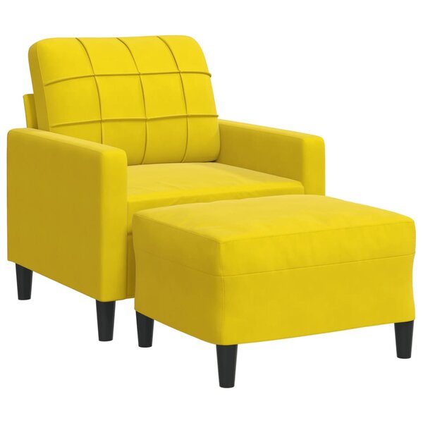 vidaXL Fauteuil avec repose-pied jaune 60 cm velours