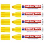 Marqueur Permanent 800 Corps Alu Jaune Pointe Biseautée 4-12 mm x 5 EDDING