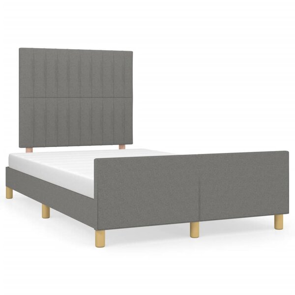 vidaXL Cadre de lit avec tête de lit Gris foncé 120x200 cm Tissu
