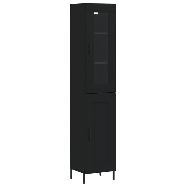 vidaXL Buffet haut Noir 34 5x34x180 cm Bois d'ingénierie