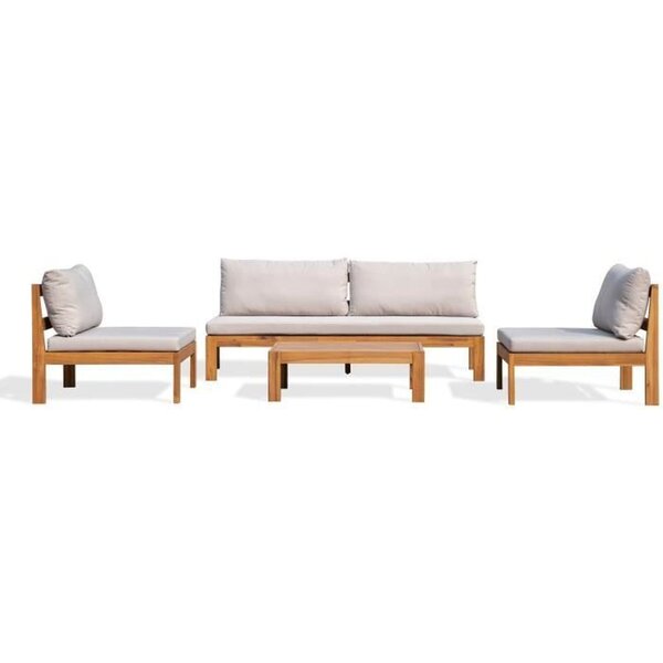 Salon de jardin en bois d'Acacia avec coussins - MANDI - 5 personnes
