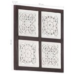 vidaXL Panneau mural sculpté à la main MDF 40x40x1 5cm Marron et blanc