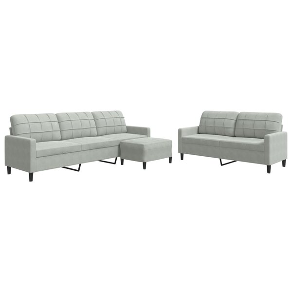 vidaXL Ensemble de canapés 3 Pièces avec coussins Gris clair Velours
