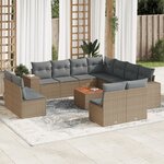 vidaXL Salon de jardin avec coussins 12 Pièces beige résine tressée
