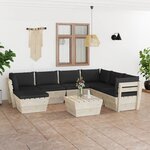 vidaXL Salon de jardin palette 8 Pièces avec coussins Épicéa imprégné