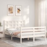 vidaXL Cadre de lit avec tête de lit blanc 120x200 cm bois massif