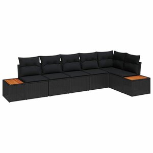 vidaXL Ensemble de canapé de jardin 6 Pièces Noir 319 x 154 x 85 cm